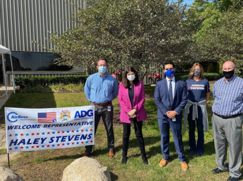 Congresswoman Stevens outside Airboss America with employees