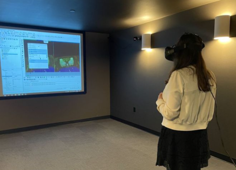 Congresswoman Stevens trying VR at Altair