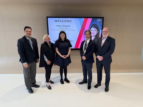 Rep. Haley Stevens stands with experts from the National Association of Manufacturers and DENSO