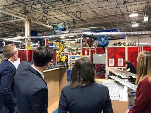 Congresswoman Stevens viewing equipment