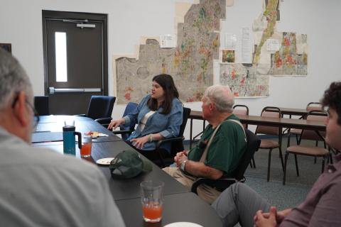 Rep. Haley Stevens speaks with experts at MSU Northwest Michigan Horticulture Research Center 