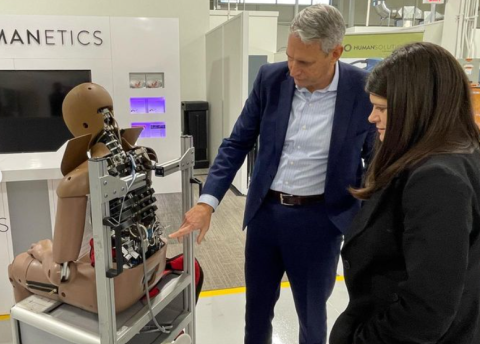 Congresswoman Stevens leaning about Humanetics