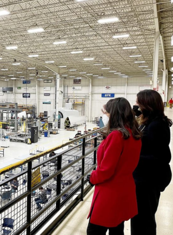 Congresswoman Stevens viewing the facilities at MIAT