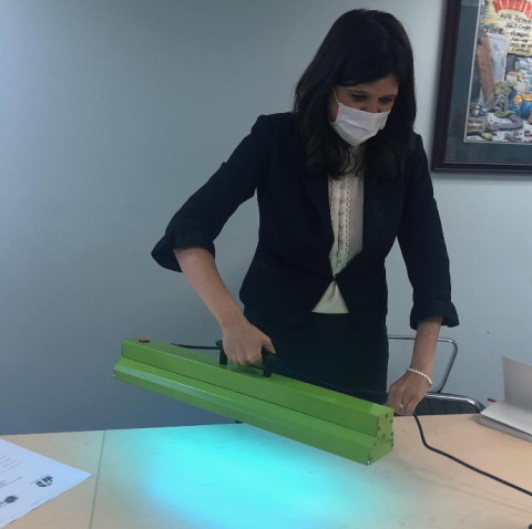 Congresswoman Stevens checking out materials at UBTUS