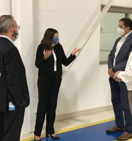 Congresswoman Stevens talking to Valiant TMS employees