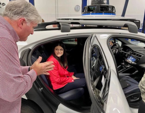 Congresswoman Stevens in a car at Waymo