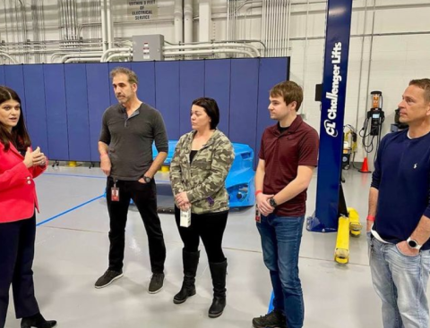 Congresswoman Stevens speaking with Waymo employees
