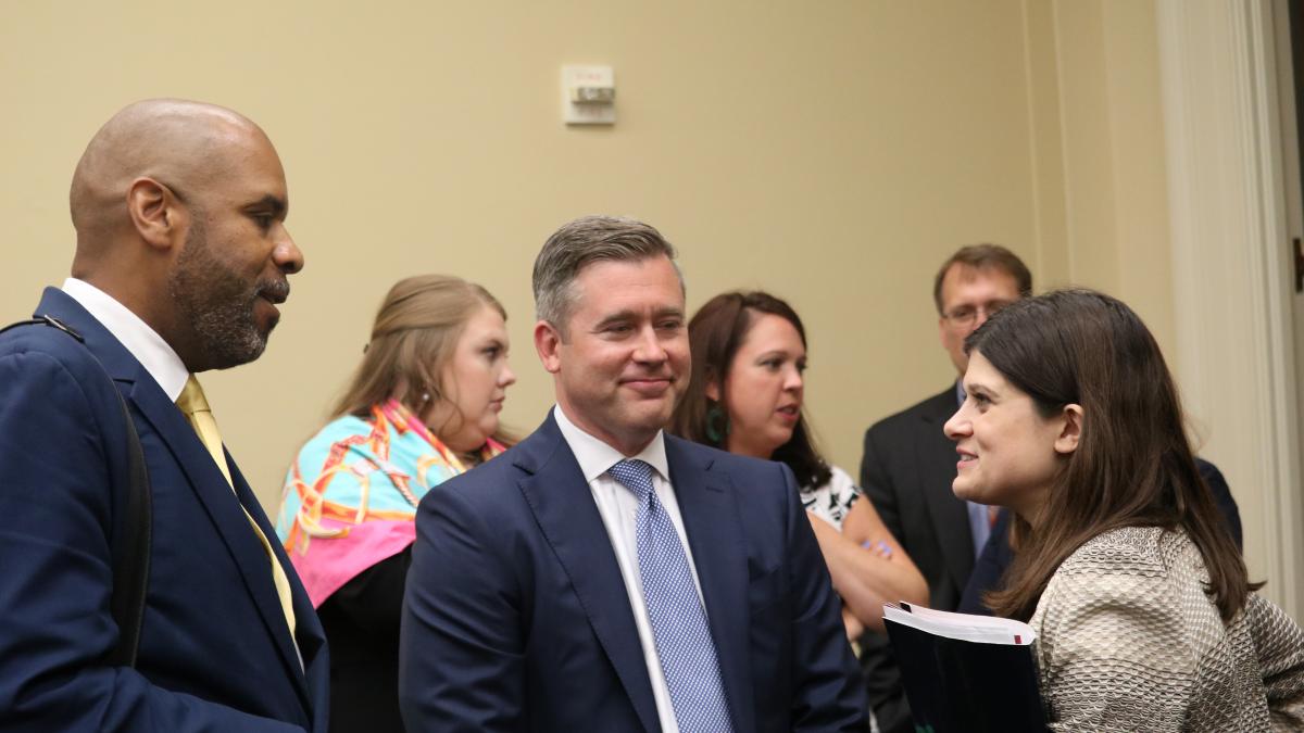 Rep. Stevens talking with others